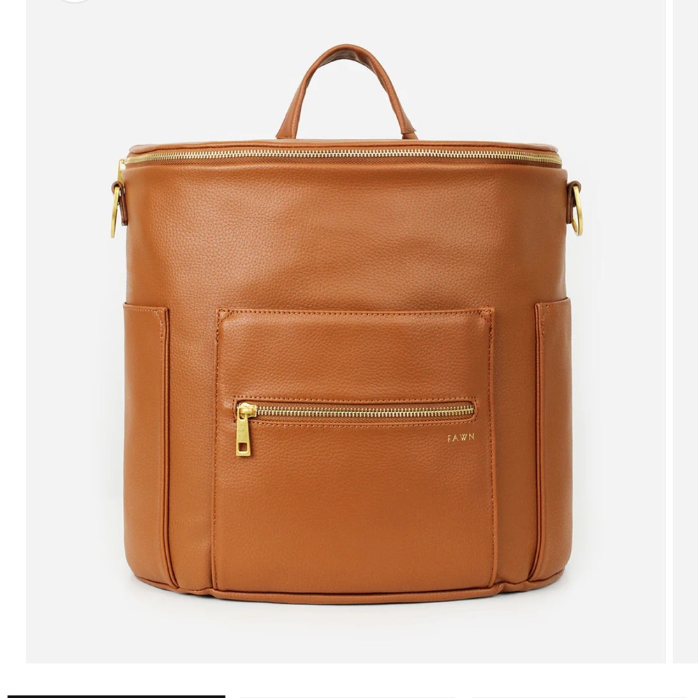 Fawn Design Tan Leather Bag with Gold Details